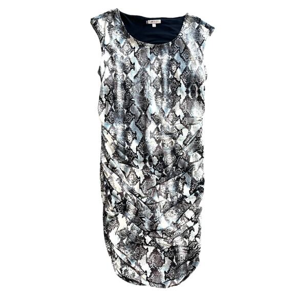 JENNIFER Lopez JLO Plus Midi DRESS 1X Women's Snakeskin Print Side Zip Mob Wife - Picture 1 of 8